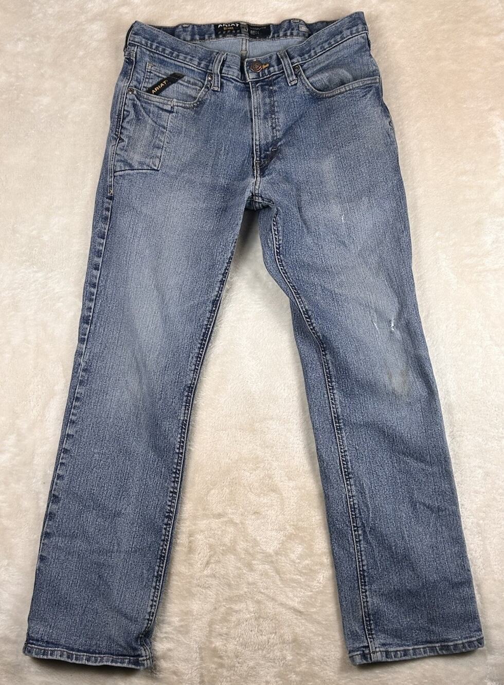 Ariat Rebar M4 Relaxed Boot Jeans Mens 32x32 Medium Wash Blue Denim Work Pants
